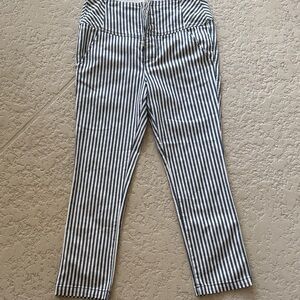 Free People Striped Ankle Jeans in Black and White